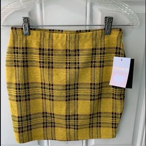 Popular21 Yellow Plaid Mini Bodycon Skirt